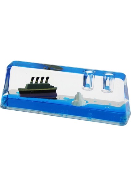 Kalemlikli Mavi Su - Adalı D.gen Mika Yüzen Batmayan Gemi Dekoratif Biblo Akvaryum 5X14X2.5-3.5CM (4887)