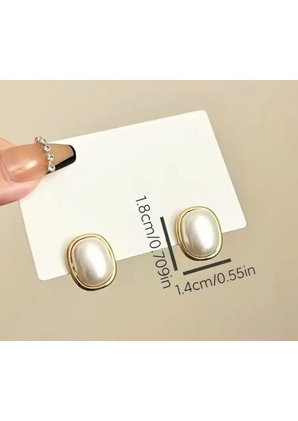 Kadınlar Için Şık Geometrik Kare Sahte Inci Çivi Küpeler, Çok Yönlü Alaşım Tasarımı, Banketler ve Günlük Kullanım Için Uygun, Popüler Tasarım, Moda modelleri