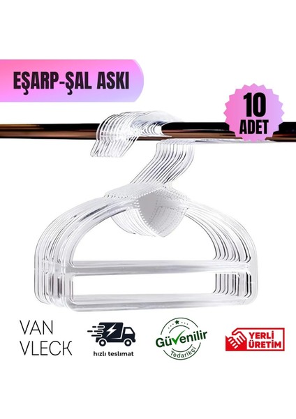 10’lu Kuğu Model Şal Eşarp Atkı Askısı – Kaliteli Plastik, Beyaz Siyah Şeffaf Renk Seçenekli