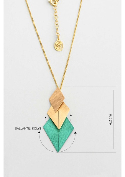 Yeşil Vaha 18 Ayar Sarı Altın Kaplama 46 cm Gümüş Tasarım Kolye modelleri