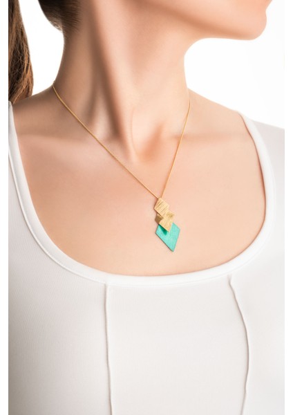 Yeşil Vaha 18 Ayar Sarı Altın Kaplama 46 cm Gümüş Tasarım Kolye fırsatları