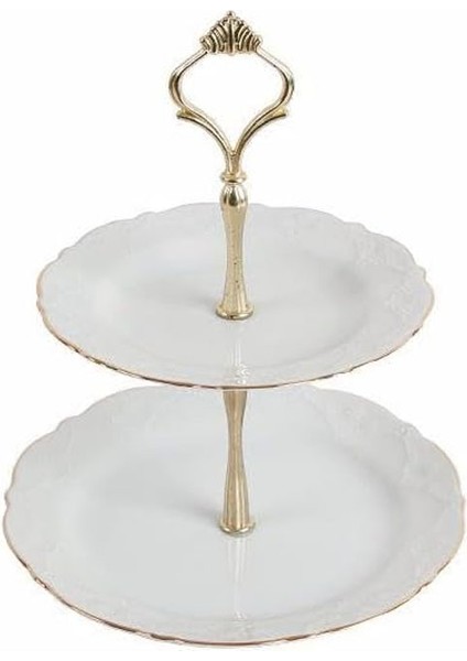 Altın Yaldız 2 Katlı Sunum Tabağı 21CM