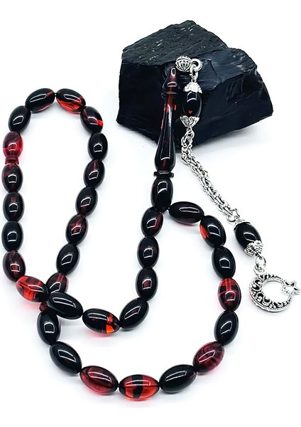 Turuncu Siyah Hareli Sıkma Ateş Kehribar Tesbih fırsatları