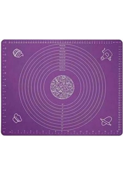 Büyük Boy 65X45CM Silikon Hamur Matı Ölçekli Mor Renkli Hamur Şekillendirici modelleri