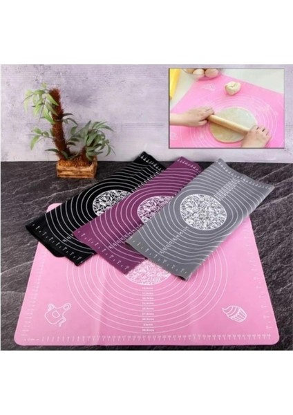 Büyük Boy 65X45CM Silikon Hamur Matı Ölçekli Mor Renkli Hamur Şekillendirici fırsatları
