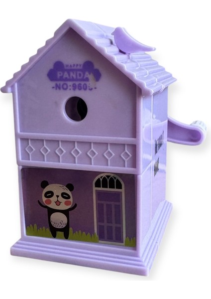 Sevimli Hayvan Temalı Ev Şeklinde Kalemtraş, Panda, Kedi ve Tavşan Desenleri, 3 Renk Seçeneği modelleri