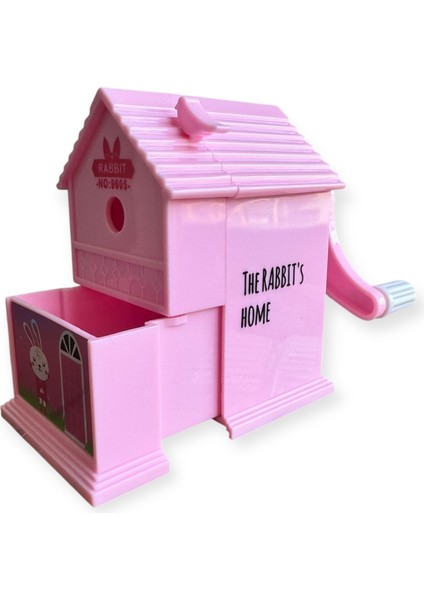 Sevimli Hayvan Temalı Ev Şeklinde Kalemtraş, Panda, Kedi ve Tavşan Desenleri, 3 Renk Seçeneği