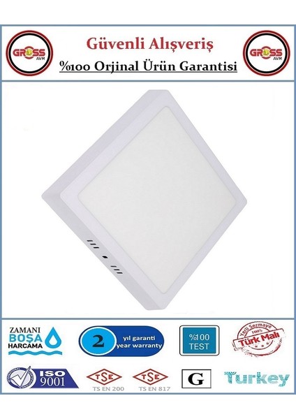 Sıva Üstü Kare LED Armatür - 24 Watt - 2050 Lümen - Beyaz fiyatları