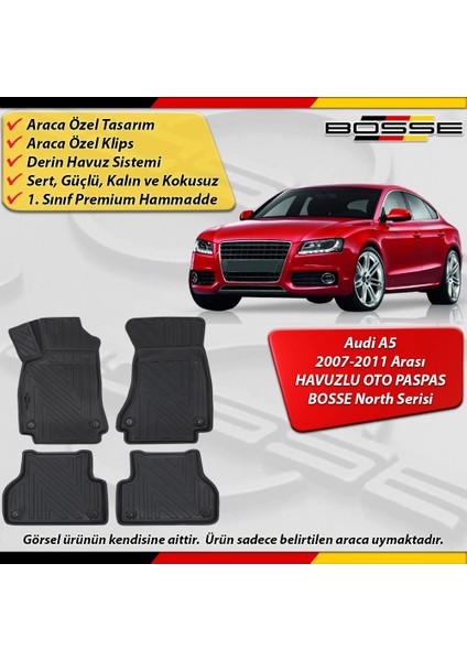 Audi A5 Paspas Araca Özel 2007-2011 Derin Havuzlu Bosse North Serisi fırsatları