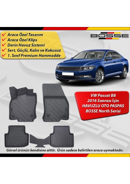 Vw Passat B8 / B8.5 Paspas Araca Özel 2015-2025 Derin Havuzlu Bosse North Serisi fırsatları