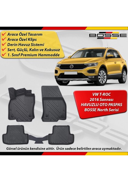 Vw T-Roc Paspas Araca Özel Troc 2016 Sonrası Derin Havuzlu Bosse North Serisi fırsatları