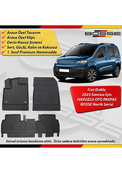 Fiat Doblo Paspas Araca Özel 2023 Sonrası Derin Havuzlu Bosse North Serisi fırsatları