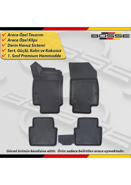 Citroen C3 Aircross Paspas Araca Özel 2016 2025 Derin Havuzlu Bosse North Serisi modelleri