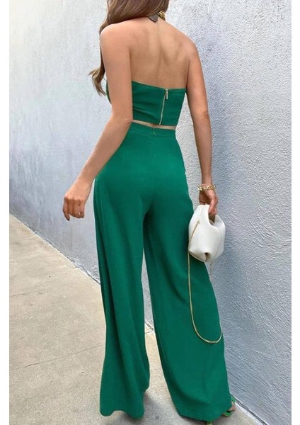 Kadın Pera Keten Kumaş Halka Detaylı Sırt Metal Fermuarlı Bel Gizli Fermuarlı Büstiyer Pantolon Takım fiyatları