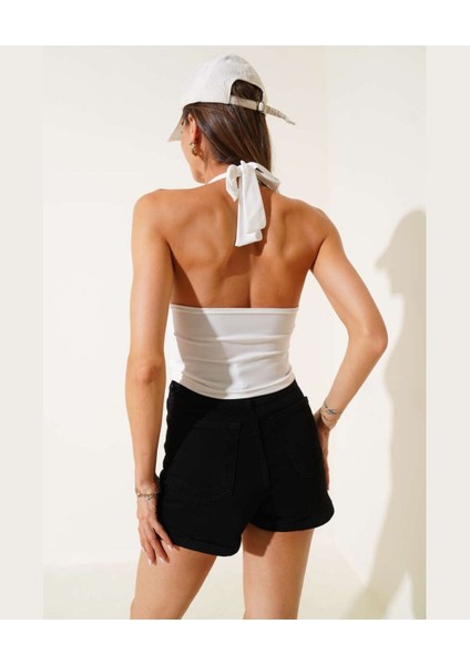 Intive V Yaka Çıkarılabilir Padli Boyundan Bağlamalı Croptop/büstiyer fiyatları