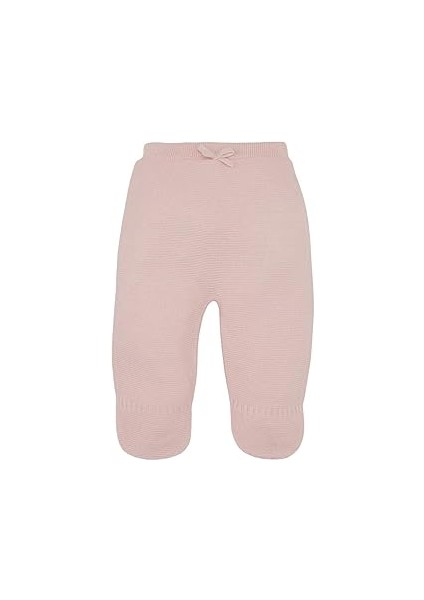 Kız Bebek Patikli Beli Lastikli Basic Düz Triko Pantolon Pembe 1-3 Ay