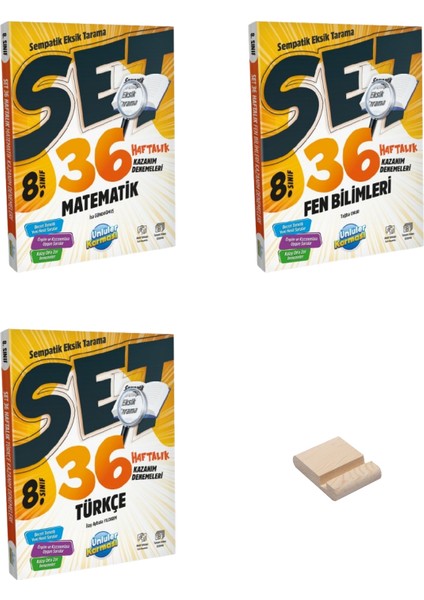 Lgs 8. Sınıf Sempatik 36 Haftalık Matematik Fen Bilimleri ve Türkçe Denemeleri 3lü Set + Telefon Tutucu