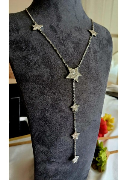 Yıldızlı Uzun Metal Renk Kolye fiyatları