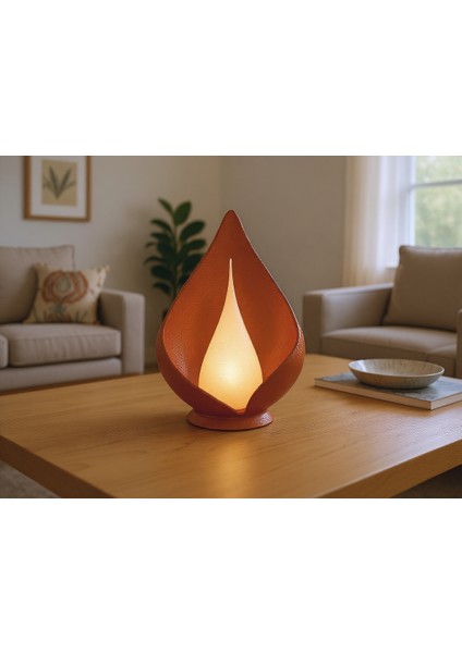 Mira El Yapımı Modern Minimal Abajur, Reçine Gövde & Heykelsi Tasarım, Opal ve Beyaz Difüzörlü