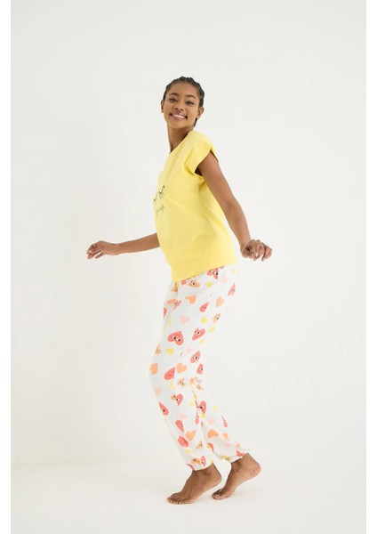 Maya Örme Kısa Kol Pijama - Tshirt Pantolon Set
