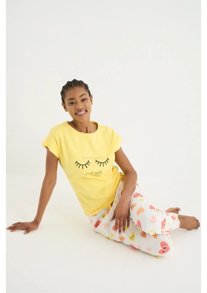 Maya Örme Kısa Kol Pijama - Tshirt Pantolon Set modelleri