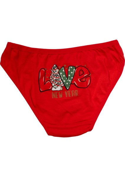 Arias Closet Kırmızı Yılbaşı Desenli Love New Year Pamuklu Külot OZN-22970