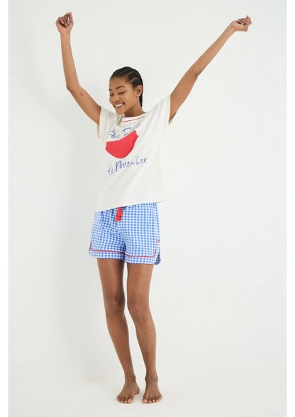 Gloria Örme Kısa Kol Pijama - Tshirt Şort Set