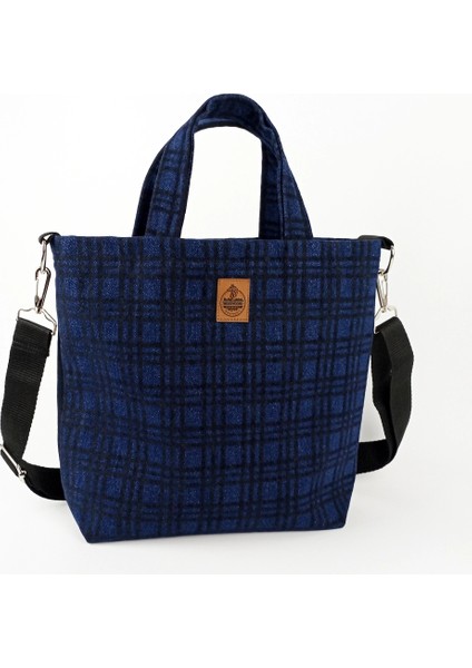 El Yapımı Lacivert Siyah Ekose El ve Omuz Çantası indirimleri
