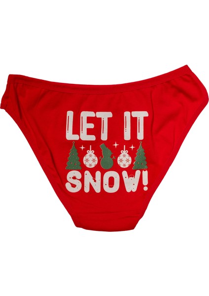 Arias Closet Kırmızı Yılbaşı Desenli Let It Snow Pamuklu Külot OZN-22972