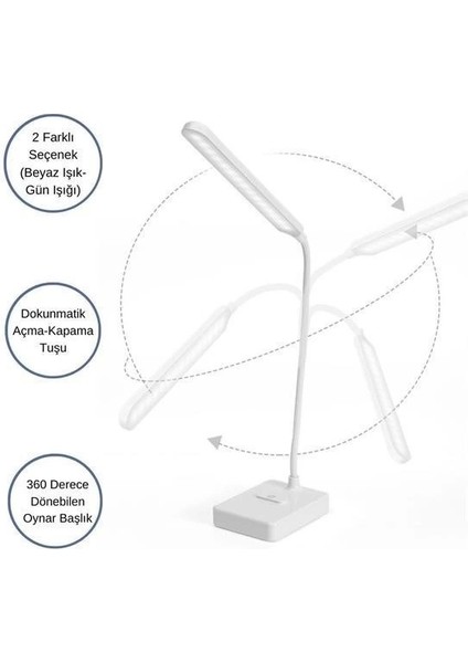 Ince Uzun Usbli Dokunmatik 3 Kademeli 360 Derece Özel Göz Korumalı LED Lityum Masa Lambası fırsatları