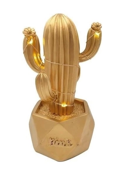 LED Işıklı Sevimli Kaktüs Dekoratif Masa Lambası Mini Biblo Gece Lambası-Gold fırsatları