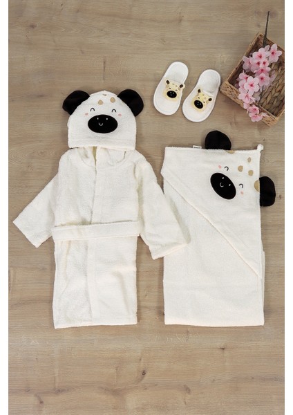 Kız Erkek Bebek Ayıcık Işemeli Lüks Bornoz Takımı Havlu Seti % 100 Pamuk Kumaş 0- 2 Yaş STL7058 fırsatları