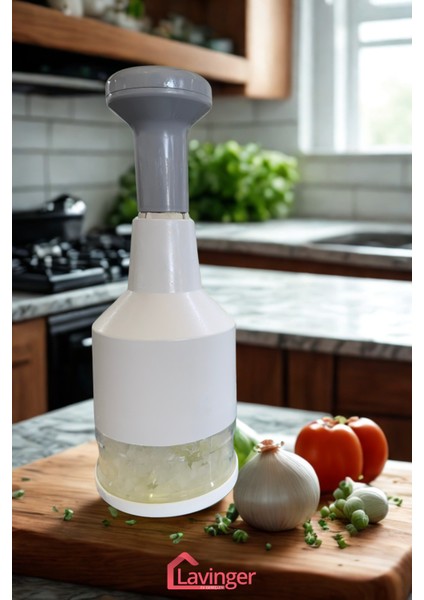 Doğrayıcı Paslanmaz Çelik Bıçaklı Üstten Basmalı El Rondosu Blender Soğan Sebze Doğrayıcı