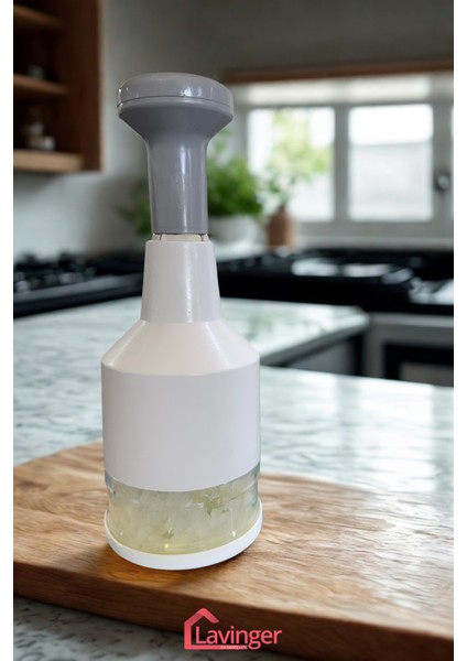 Doğrayıcı Paslanmaz Çelik Bıçaklı Üstten Basmalı El Rondosu Blender Soğan Sebze Doğrayıcı