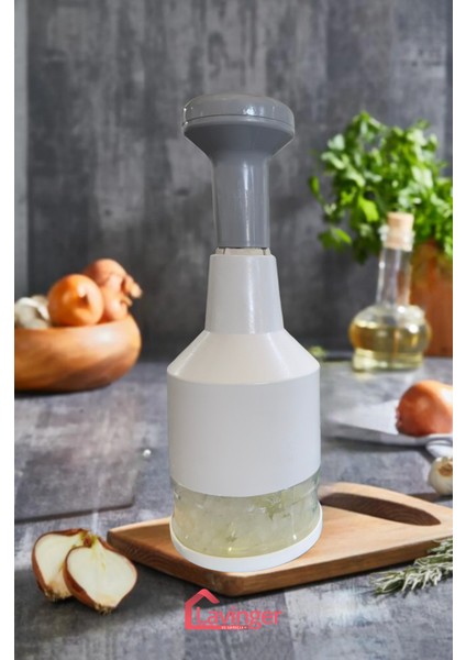 Doğrayıcı Paslanmaz Çelik Bıçaklı Üstten Basmalı El Rondosu Blender Soğan Sebze Doğrayıcı