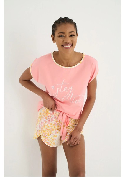 Edna Örme Kısa Kol Pijama - Tshirt Şort Set