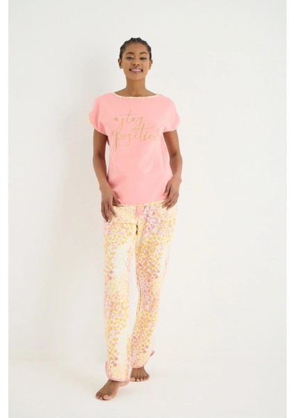 Edna Örme Kısa Kol Pijama - Tshirt Pantolon Set