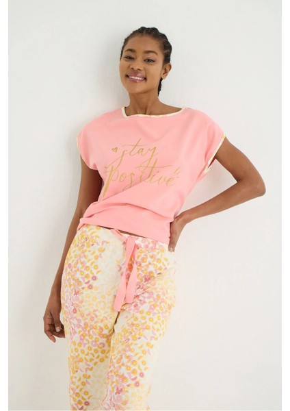 Edna Örme Kısa Kol Pijama - Tshirt Pantolon Set fırsatları