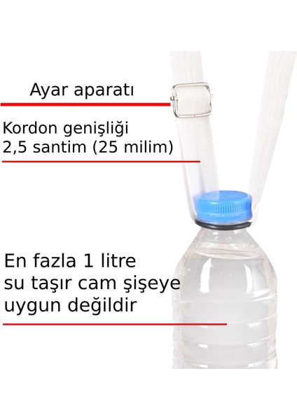 Pet Şişe Taşıma Aparat Askılı Lastikli Su Taşıma Aparatı Askısı Ayarlanabilir Su Şişesi Tutacağı Matara Suluk 500 ml Kadar Taşır