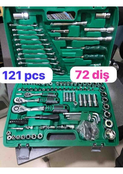 Newprotech 72 Diş Eğik 3'lü Cırcır Set 121 Parça Lokma Takımı Oto Tamirci Tam Set 1/2-3/8-1/4 modelleri