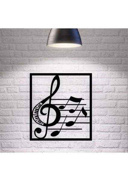 Siyah Ahşap Sol Anahtarı Nota 50CM x 55CM Tablo Duvar Dekoru 3mm Mdf Lazer Kesim