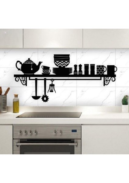 Siyah Ahşap Mutfak Dekor 70CM x 32CM Tablo Duvar Dekoru 3mm Mdf Lazer Kesim