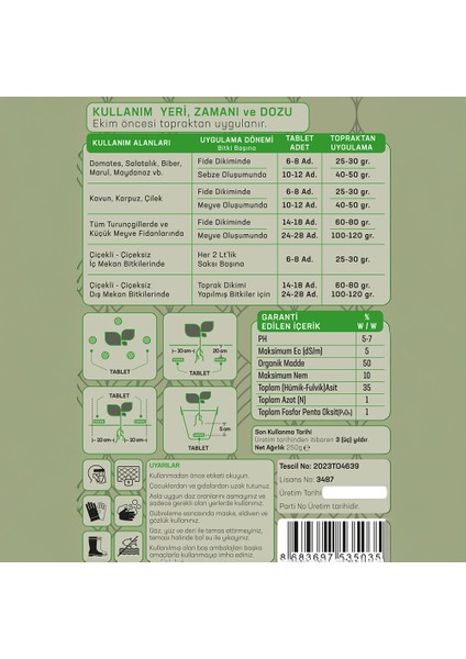 Jeotab 250 gr Organik Gübre | %100 Doğal Katkısız ve Kimyasal İçermeyen Formül modelleri