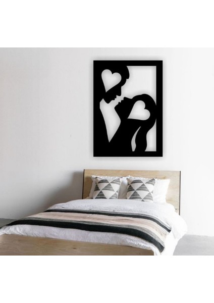 Siyah Ahşap Aşk Kalp 50CM x 70CM Tablo Duvar Dekoru 3mm Mdf Lazer Kesim