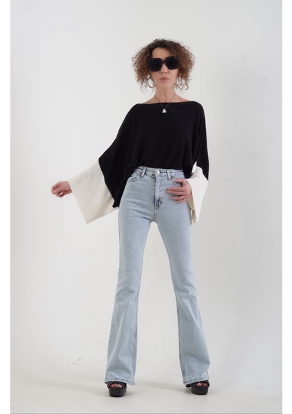 Mavi Kar Yıkama Ispanyol Paça Jean Pantolon