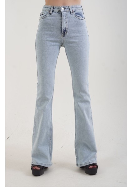Mavi Kar Yıkama Ispanyol Paça Jean Pantolon fiyatları