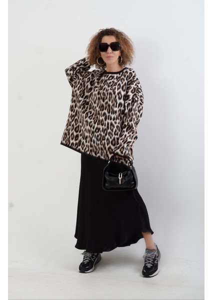 Kahve Leopar Şardonlu Bluz modelleri