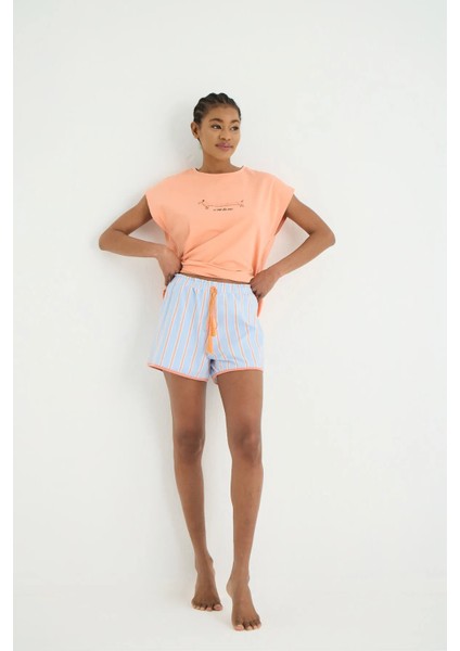 Agatha Örme Kolsuz Pijama - Tshirt Şort Set fırsatları