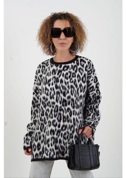 Siyah Leopar Şardonlu Bluz