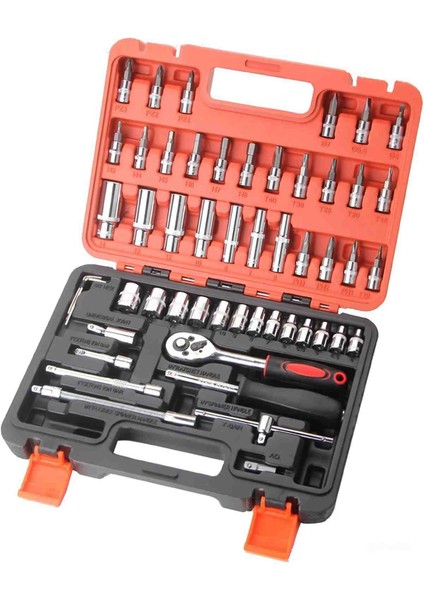 53 Parça Çantalı Cırcır Aleti ve Lokma Anahtar Seti 1/4 Inç Tornavida Seti Ev Araba Bisiklet Için fiyatları